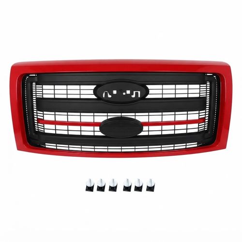 Vermilion Red Front Bumper Grille Fits 2009-2014 Ford F-150 XLT